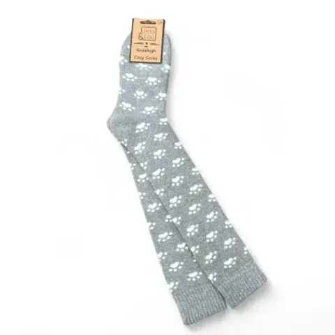 PAWS GREY SUPER COSY KNEE HIGH SOCKS