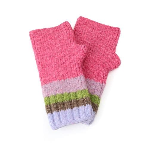 PINK AND GREEN STRIPE WRIST WARMERS