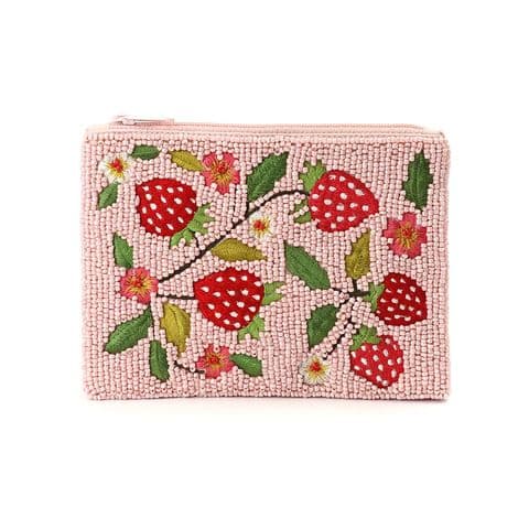 PINK BEADED STRAWBERRY PLANT PURSE