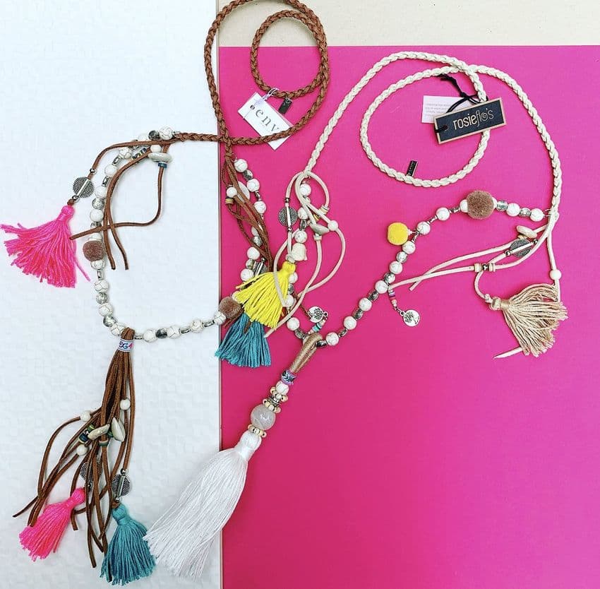 PINK/ BLUE TASSEL NECKLACE