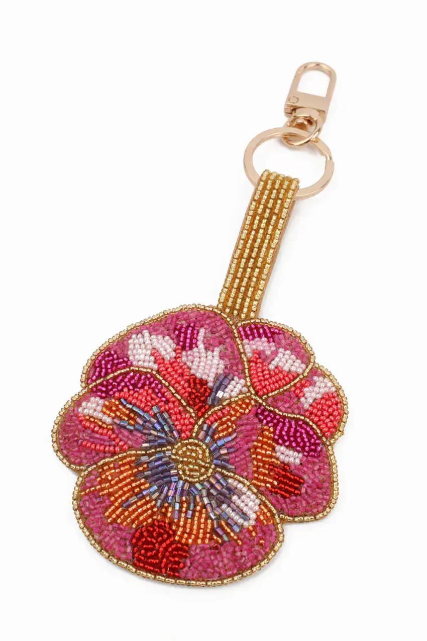 PINK PANSY KEYRING