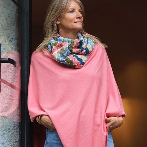 PINK RECYCLED BLEND PONCHO
