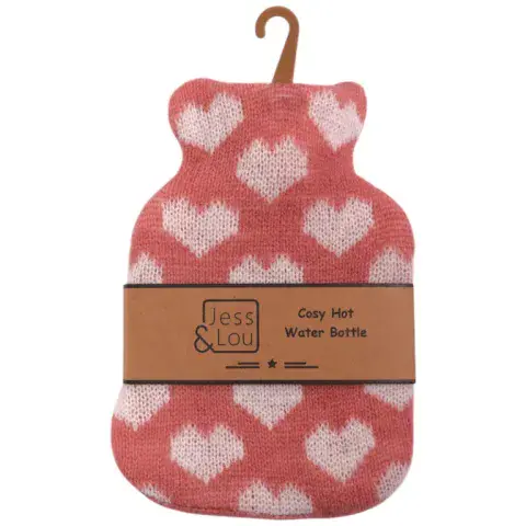 PINK & WHITE HEARTS MINI HOT WATER BOTTLE