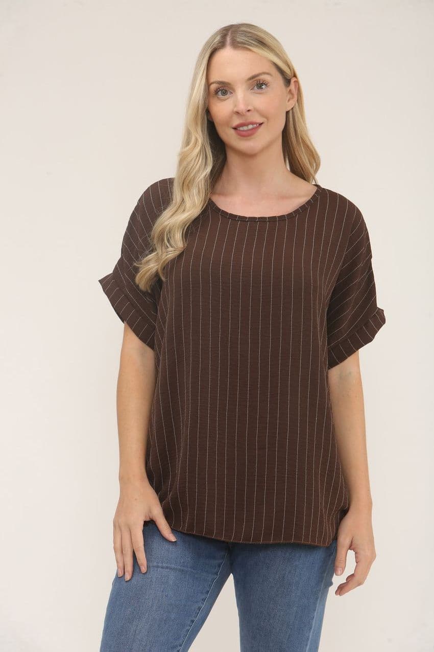 PINSTRIPE PRINT TOP