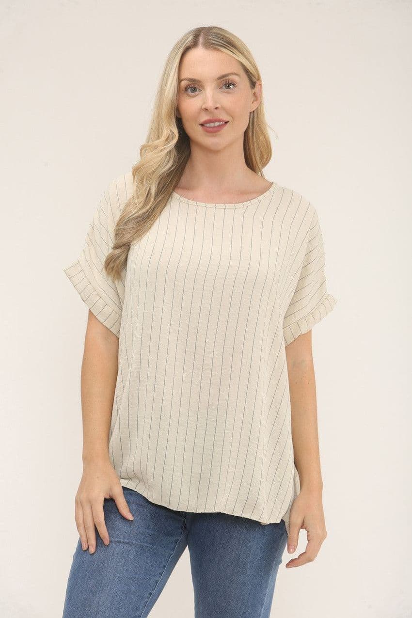 PINSTRIPE PRINT TOP