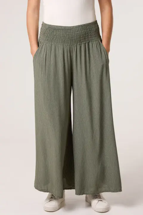 PINSTRIPE WIDE LEG TROUSERS