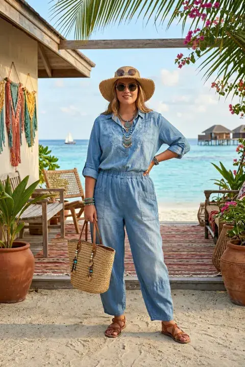 POCKET DETAIL DENIM TROUSER