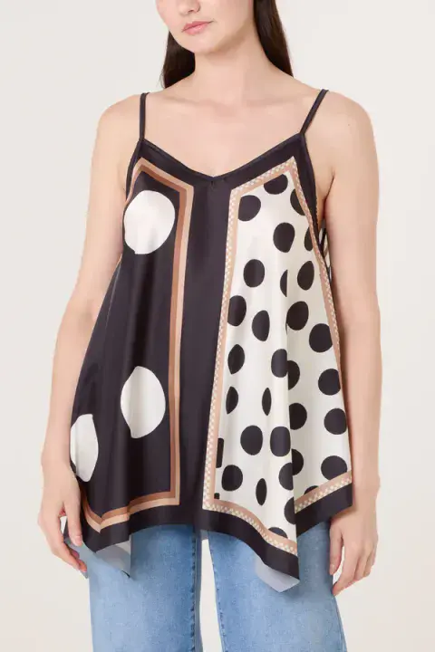 POLKA DOT CAMI SATIN TOP