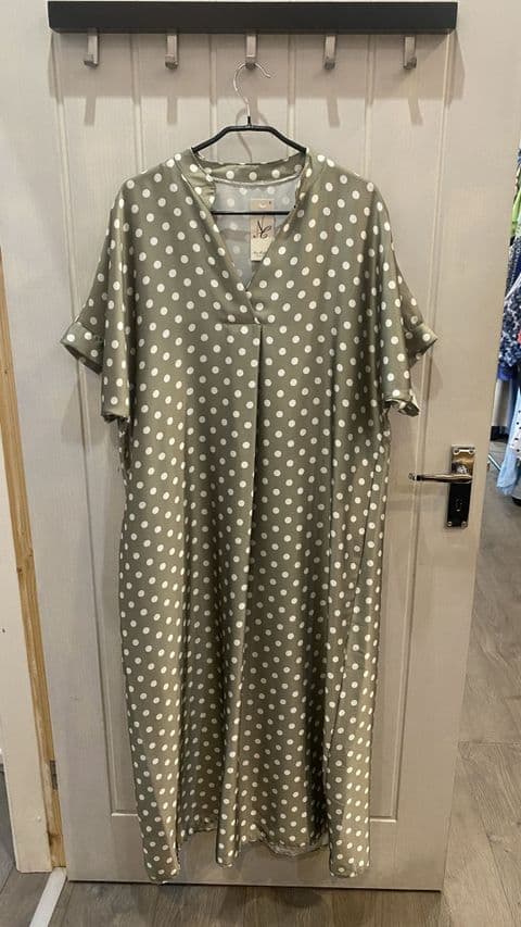 POLKA DOT OVERSIZED DRESS KHAKI