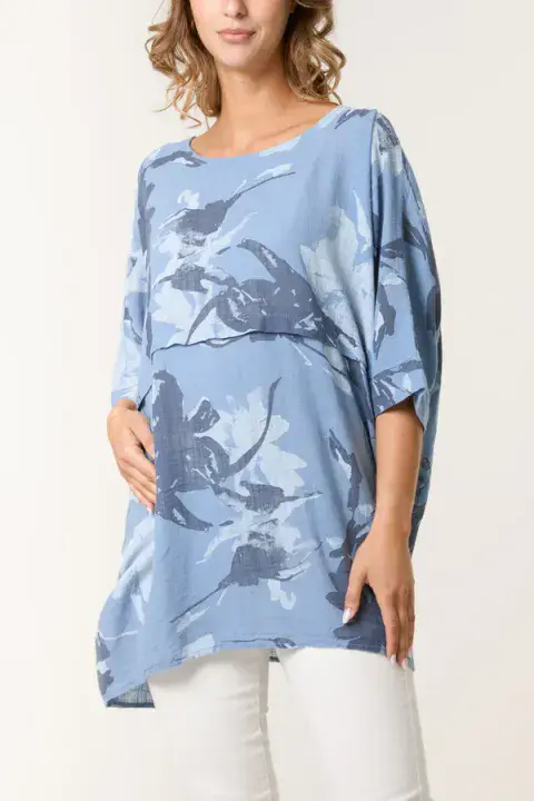 PURE COTTON FLORAL PRINT BLOUSE