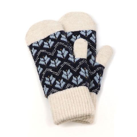 RECYCLED BLEND BLUE MIX SCANDI KNIT MITTENS