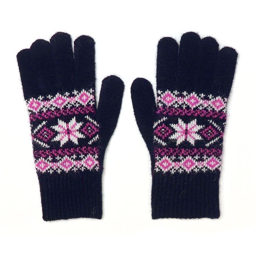 RECYCLED BLEND NAVY MIX STAR FLOWER GLOVES