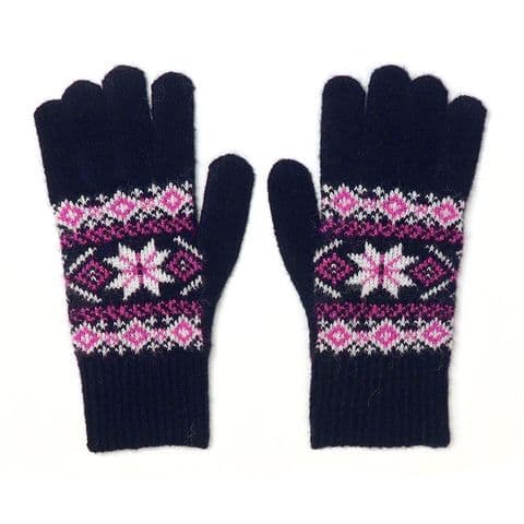 RECYCLED BLEND NAVY MIX STAR FLOWER GLOVES