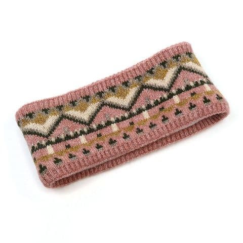RECYCLED BLEND PINK MIX FAIR ISLE HEADBAND