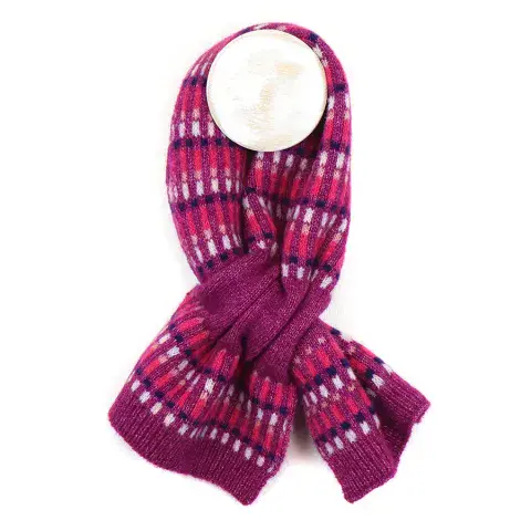 RECYCLED BLEND PURPLE MULTI STRIPE PULL THROUGH SCARF