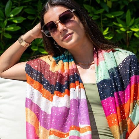 RECYCLED BRIGHT COLOUR BLOCK SCARF