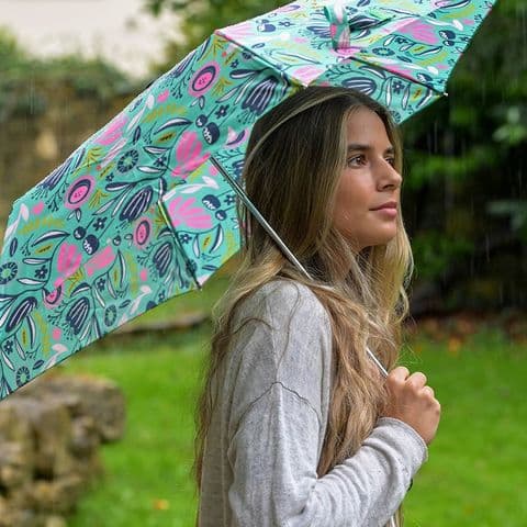 RECYCLED GREEN MIX FLORAL PRINT UMBRELLA