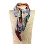 RED/ BLUE FLORAL RECYCLED CRINKLE SCARF