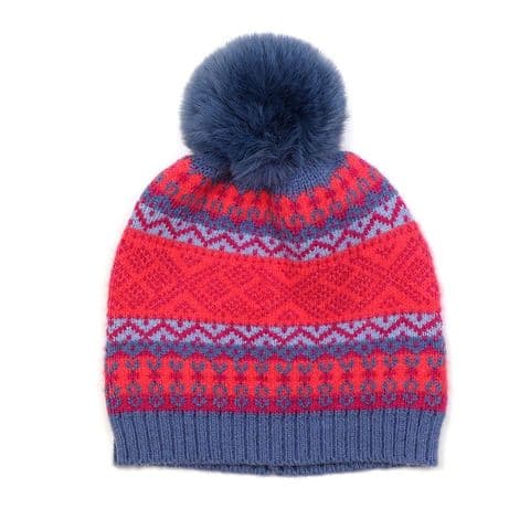 RED & PINK MIX FAIRISLE HAT