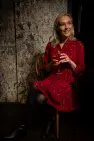 RED STAR TIERED DRESS