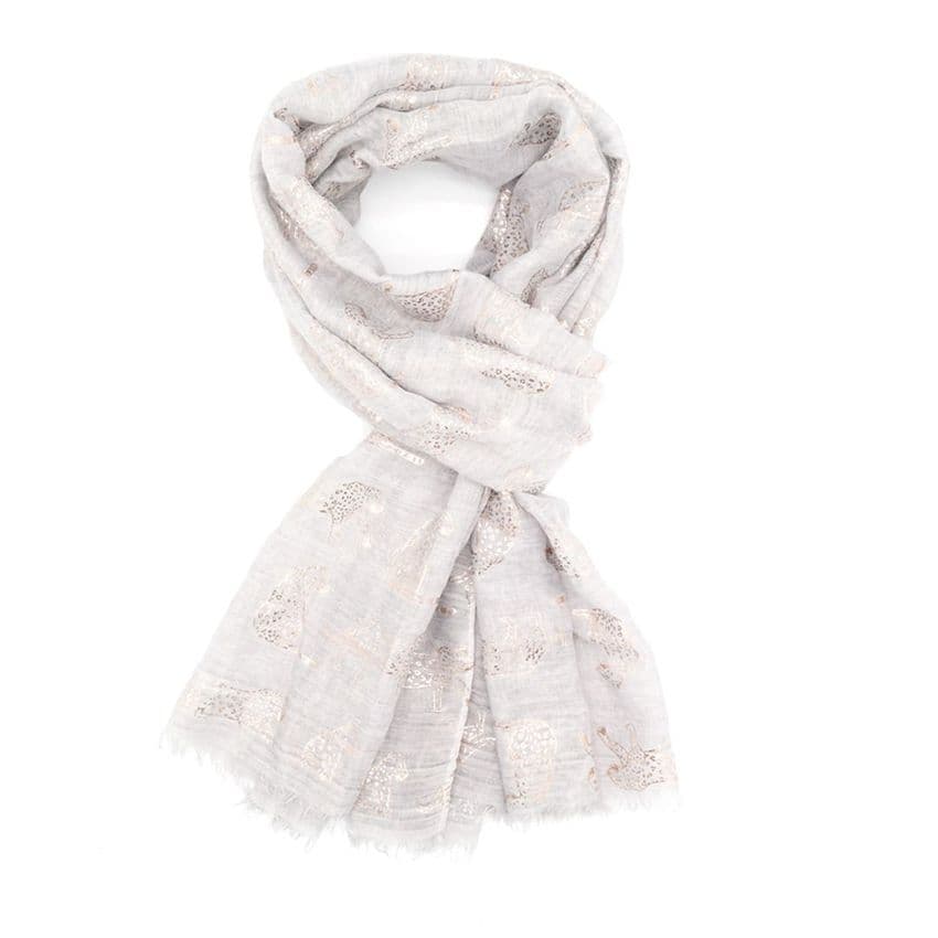 ROSE GOLD CHEETAH PRINT SCARFGREY