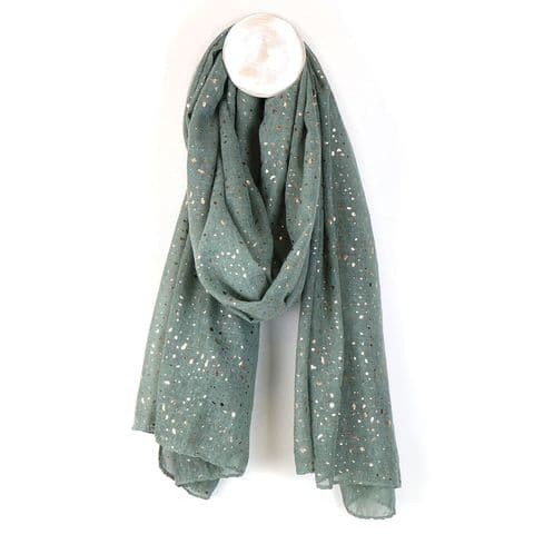 SAGE & GOLD SPECKLE PRINT SCARF