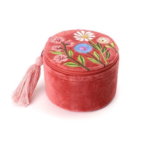 SALMON PINK VELVET MEADOW TRINKET BOX