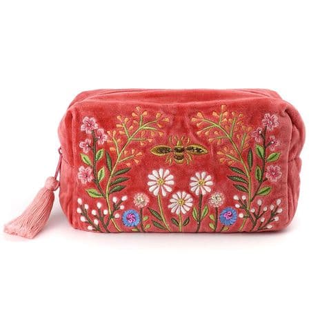 SALMON PINK VELVET MEADOW WASHBAG