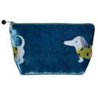 SAUSAGE  DOG EMBELLISHED WIDE COSMETIC PURSE