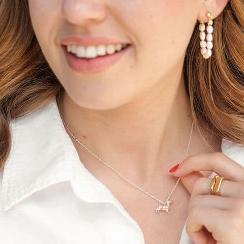 Sausage Dog Necklace Silver