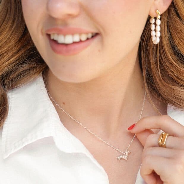 Sausage Dog Necklace Silver