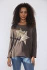 SEQUIN DOUBLE STARS SPARKLE FINE KNIT JUMPER TOP