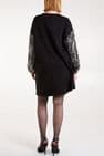 SEQUIN SLEEVE POCKET SWEATSHIRT DRESS BLACK