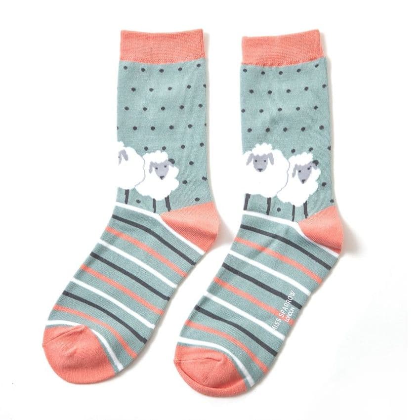 SHEEP FRIENDS SOCKS AQUA