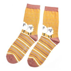 SHEEP FRIENDS SOCKS MUSTARD
