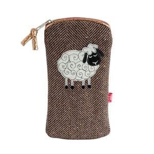 SHEEP GLASSES PURSE IN CHOCOLATE SPARKLE HERRINGBONE