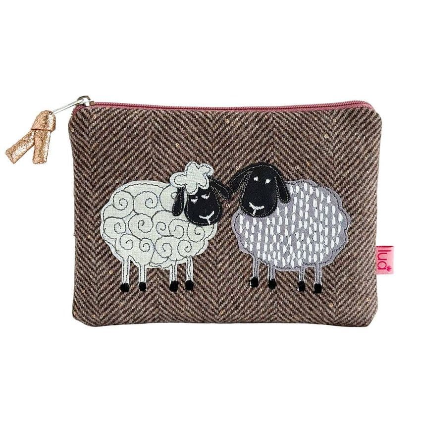 SHEEP PURSE IN CHOCOLATE SPARKLE HERRINGBONE
