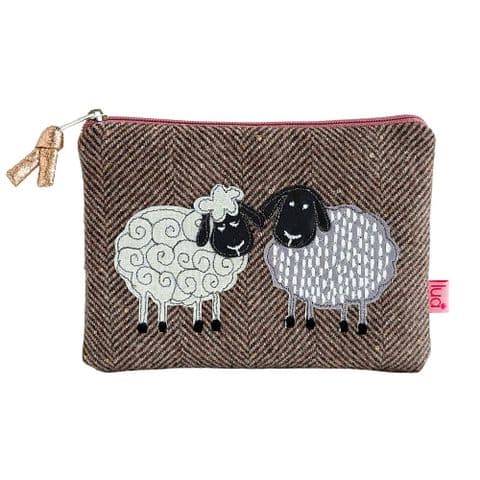 SHEEP PURSE IN CHOCOLATE SPARKLE HERRINGBONE