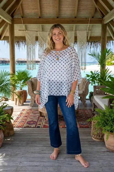 SHEER POLKA DOT BLOUSE