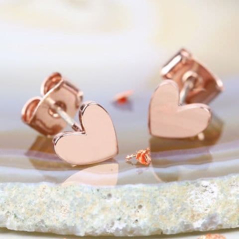 SHINY HEART EARRINGS ROSE GOLD