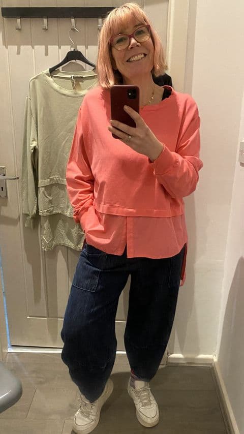 SHIRT TRIM TOP CORAL