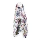 SILKY WHITE BOTANICAL PRINT SCARF