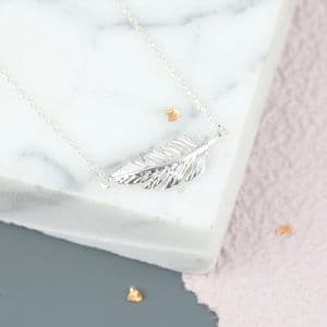 SILVER FEATHER NECKLACE