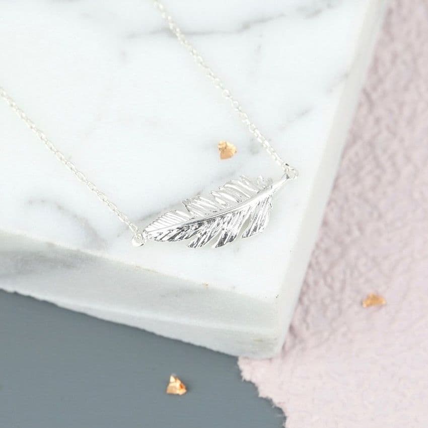 SILVER FEATHER NECKLACE