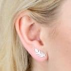 SILVER FEATHER STUD EARRINGS