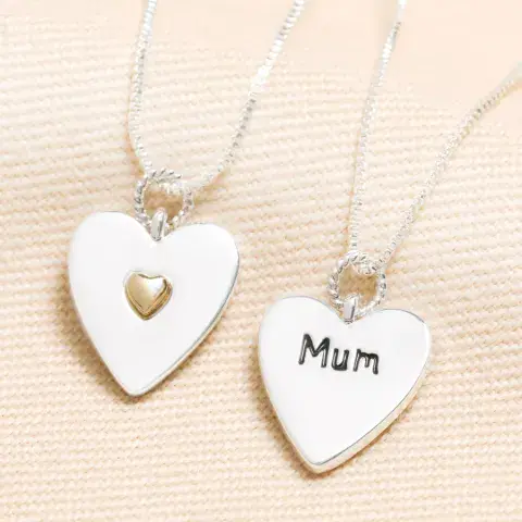 SILVER HEART MUM NECKLACE