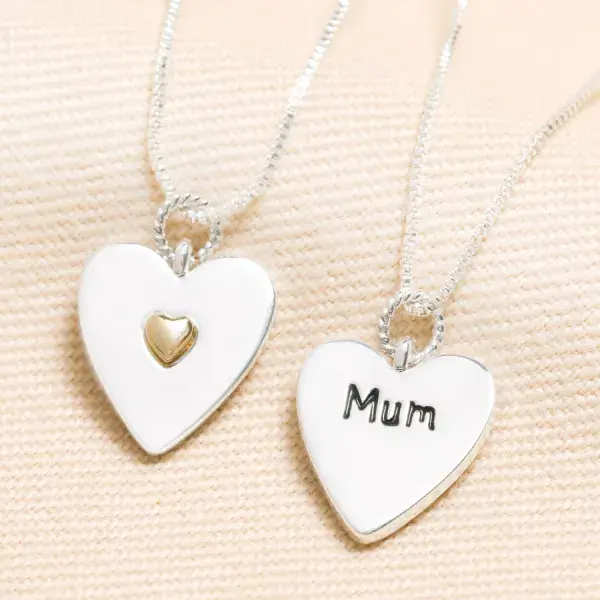 SILVER HEART MUM NECKLACE