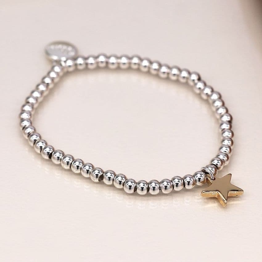 SILVER PLATE BEAD BLET W STAR