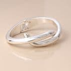 SILVER PLATE CROSSOVER HINGED BANGLE