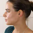 SILVER PLATE FAUX GOLD ROSE GOLD MILLIGRAIN EDGED CRYSTAL STUD EARRINGS SET